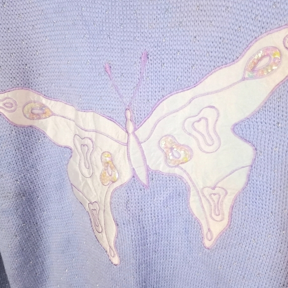 Vintage 80s NWT Adell Barre Butterfly Sweater Medium - Picture 2 of 9